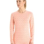 Icebreaker Women Merino 250 Vertex Long Sleeve Crewe Thermal Top Alpine Geo Z04NXR858 Clothing Snow/Flash