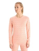 Icebreaker Women Merino 250 Vertex Long Sleeve Crewe Thermal Top Alpine Geo Z04NXR858 Clothing Snow/Flash