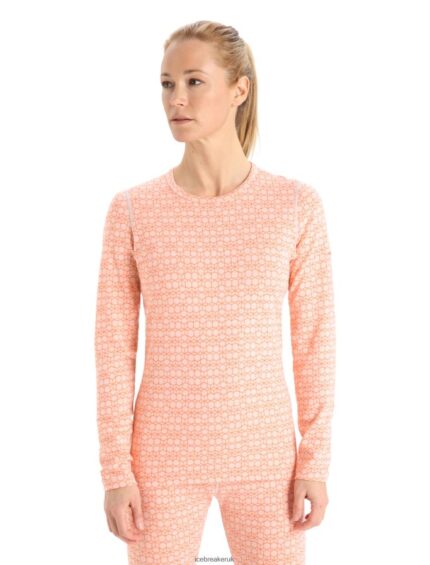 Icebreaker Women Merino 250 Vertex Long Sleeve Crewe Thermal Top Alpine Geo Z04NXR858 Clothing Snow/Flash
