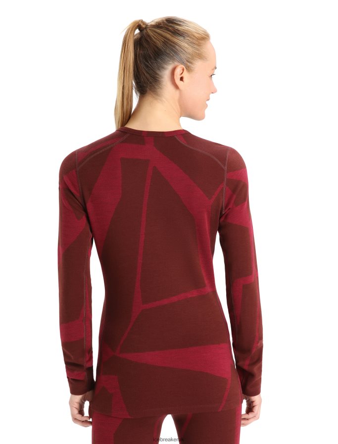 Icebreaker Women Merino 250 Vertex Long Sleeve Crewe Thermal Top Fractured Landscapes Z04NXR906 Clothing Espresso/Cherry - Image 2