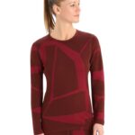 Icebreaker Women Merino 250 Vertex Long Sleeve Crewe Thermal Top Fractured Landscapes Z04NXR906 Clothing Espresso/Cherry