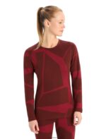Icebreaker Women Merino 250 Vertex Long Sleeve Crewe Thermal Top Fractured Landscapes Z04NXR906 Clothing Espresso/Cherry - Image 4