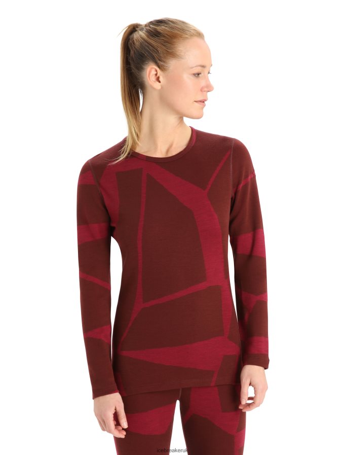 Icebreaker Women Merino 250 Vertex Long Sleeve Crewe Thermal Top Fractured Landscapes Z04NXR906 Clothing Espresso/Cherry - Image 4