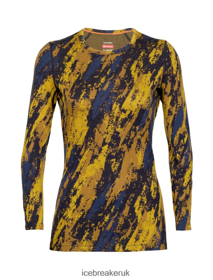Icebreaker Women Merino 250 Vertex Long Sleeve Crewe Thermal Top Sedimentary Z04NXR830 Clothing Silent Gold/Clove - Image 5