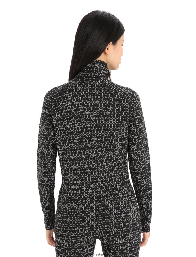 Icebreaker Women Merino 250 Vertex Long Sleeve Half Zip Thermal Top Alpine Geo Z04NXR820 Clothing Black/Snow - Image 2