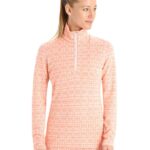 Icebreaker Women Merino 250 Vertex Long Sleeve Half Zip Thermal Top Alpine Geo Z04NXR821 Clothing Snow/Flash