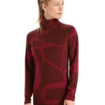 Icebreaker Women Merino 250 Vertex Long Sleeve Half Zip Thermal Top Fractured Landscapes Z04NXR853 Clothing Espresso/Cherry