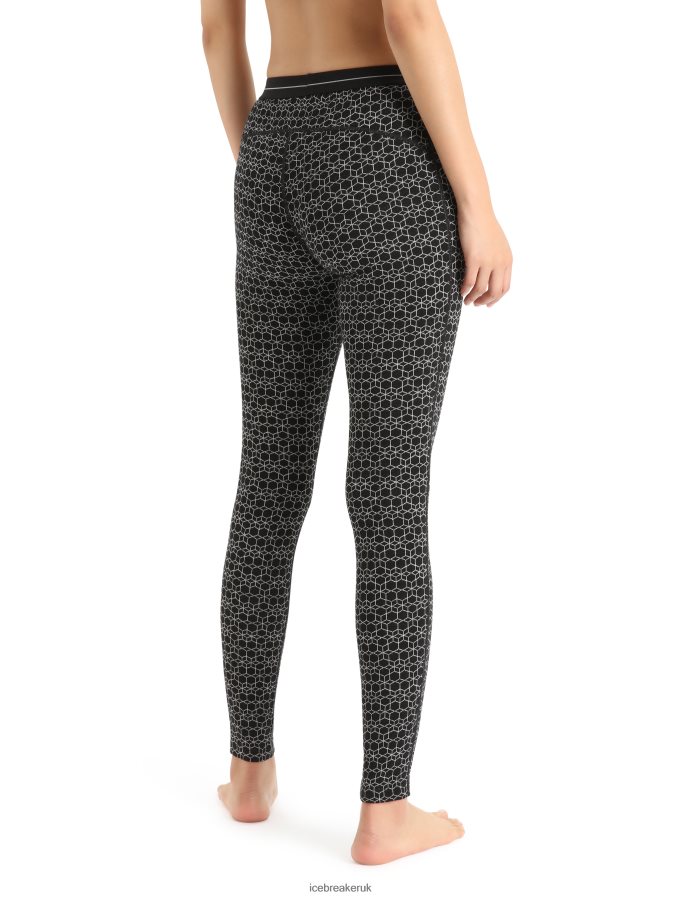 Icebreaker Women Merino 250 Vertex Thermal Leggings Alpine Geo Z04NXR867 Clothing Black/Snow - Image 2