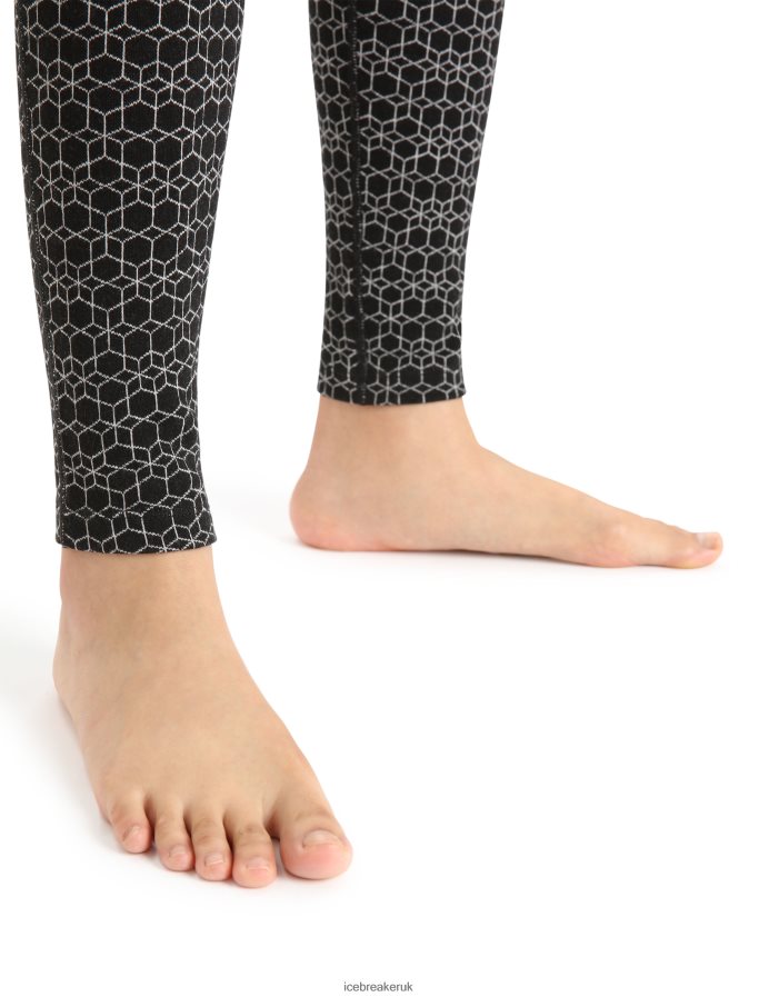 Icebreaker Women Merino 250 Vertex Thermal Leggings Alpine Geo Z04NXR867 Clothing Black/Snow - Image 5