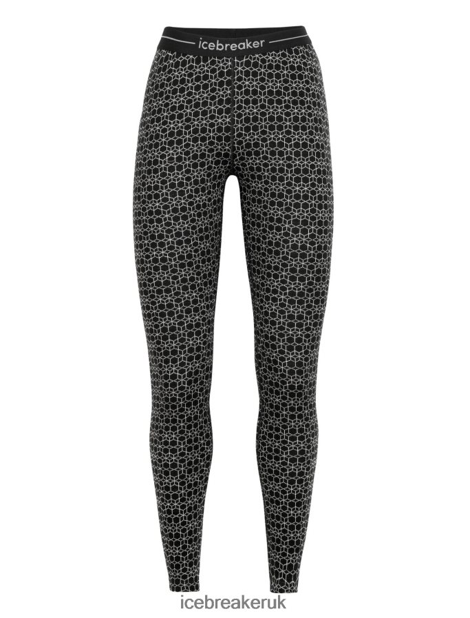 Icebreaker Women Merino 250 Vertex Thermal Leggings Alpine Geo Z04NXR867 Clothing Black/Snow - Image 6