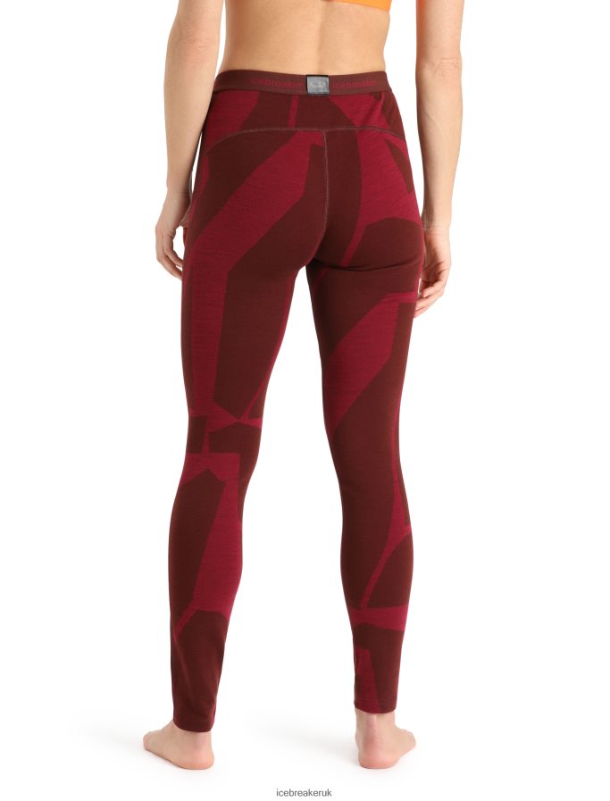 Icebreaker Women Merino 250 Vertex Thermal Leggings Fractured Landscapes Z04NXR844 Clothing Espresso/Cherry - Image 2