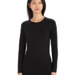 Icebreaker Women Merino 260 Tech Long Sleeve Crewe Thermal Top Z04NXR571 Clothing Black