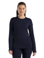 Icebreaker Women Merino 260 Tech Long Sleeve Crewe Thermal Top Z04NXR572 Clothing Midnight Navy