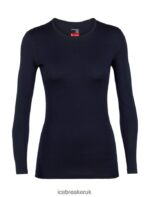 Icebreaker Women Merino 260 Tech Long Sleeve Crewe Thermal Top Z04NXR572 Clothing Midnight Navy - Image 4