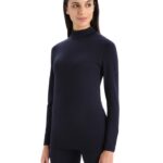 Icebreaker Women Merino 260 Tech Long Sleeve Turtleneck Thermal Top Z04NXR585 Clothing Midnight Navy