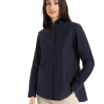 Icebreaker Women Merino Berlin Long Sleeve Shirt Z04NXR887 Clothing Midnight Navy
