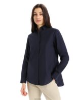 Icebreaker Women Merino Berlin Long Sleeve Shirt Z04NXR887 Clothing Midnight Navy