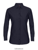 Icebreaker Women Merino Berlin Long Sleeve Shirt Z04NXR887 Clothing Midnight Navy - Image 8