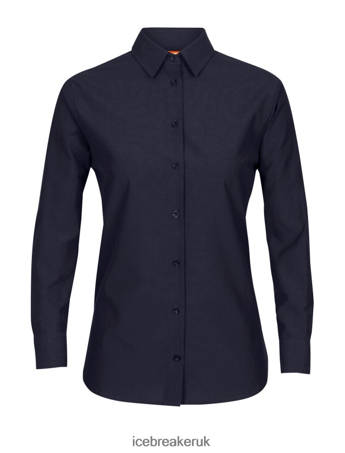 Icebreaker Women Merino Berlin Long Sleeve Shirt Z04NXR887 Clothing Midnight Navy - Image 8