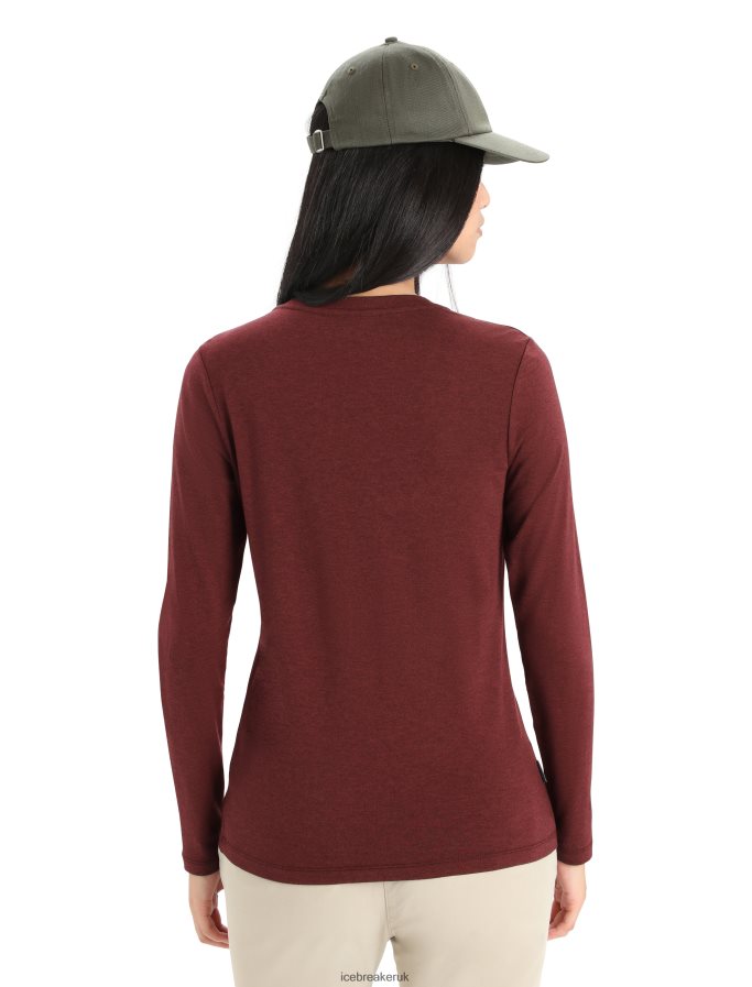 Icebreaker Women Merino Central Classic Long Sleeve T-Shirt Sunset Z04NXR849 Clothing Espresso - Image 2
