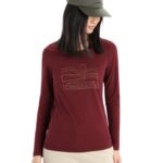 Icebreaker Women Merino Central Classic Long Sleeve T-Shirt Sunset Z04NXR849 Clothing Espresso
