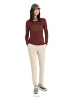Icebreaker Women Merino Central Classic Long Sleeve T-Shirt Sunset Z04NXR849 Clothing Espresso - Image 3
