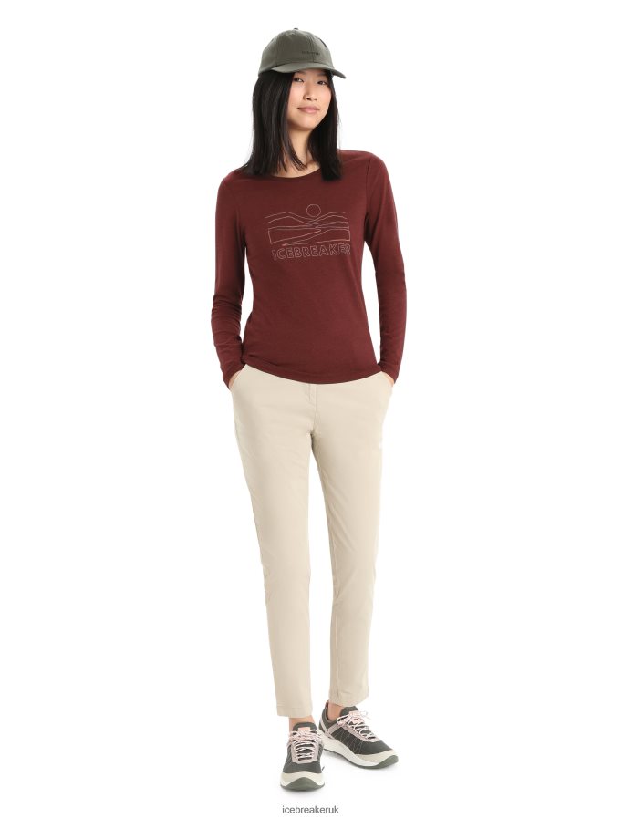 Icebreaker Women Merino Central Classic Long Sleeve T-Shirt Sunset Z04NXR849 Clothing Espresso - Image 3