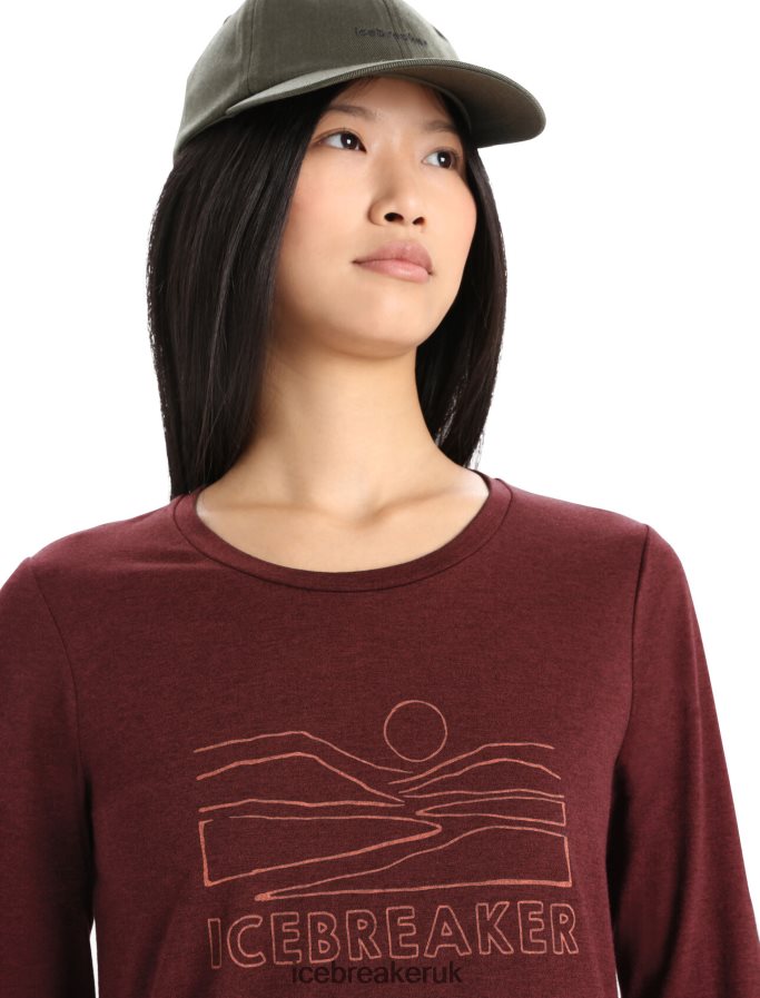 Icebreaker Women Merino Central Classic Long Sleeve T-Shirt Sunset Z04NXR849 Clothing Espresso - Image 4