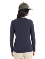 Icebreaker Women Merino Central Classic Long Sleeve T-Shirt Sunset Z04NXR850 Clothing Midnight Navy - Image 2