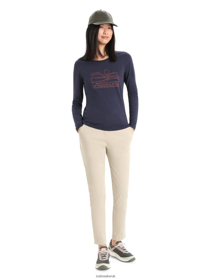 Icebreaker Women Merino Central Classic Long Sleeve T-Shirt Sunset Z04NXR850 Clothing Midnight Navy - Image 3