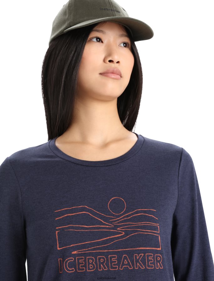 Icebreaker Women Merino Central Classic Long Sleeve T-Shirt Sunset Z04NXR850 Clothing Midnight Navy - Image 4