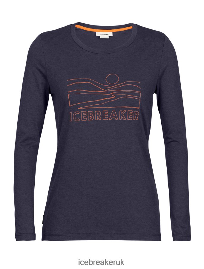 Icebreaker Women Merino Central Classic Long Sleeve T-Shirt Sunset Z04NXR850 Clothing Midnight Navy - Image 6