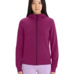 Icebreaker Women Merino Central Classic Long Sleeve Zip Hoodie Z04NXR702 Clothing Go Berry
