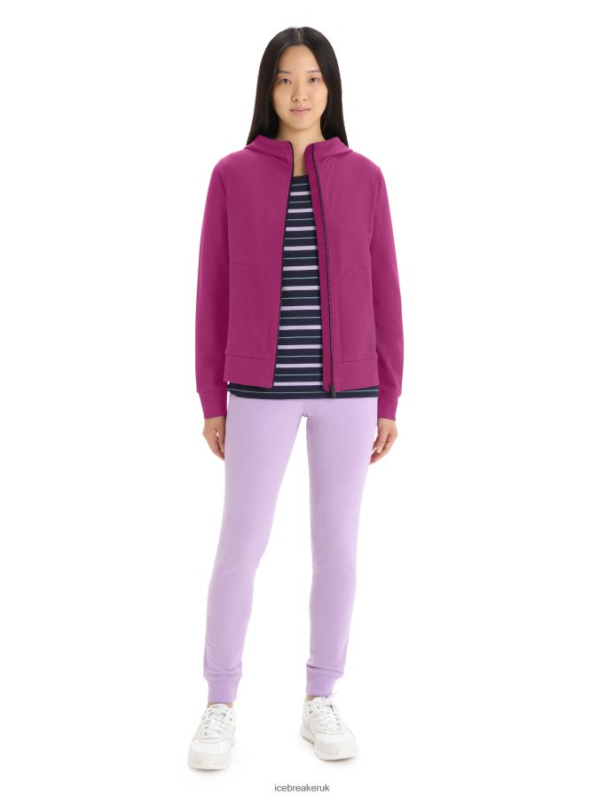 Icebreaker Women Merino Central Classic Long Sleeve Zip Hoodie Z04NXR702 Clothing Go Berry - Image 3