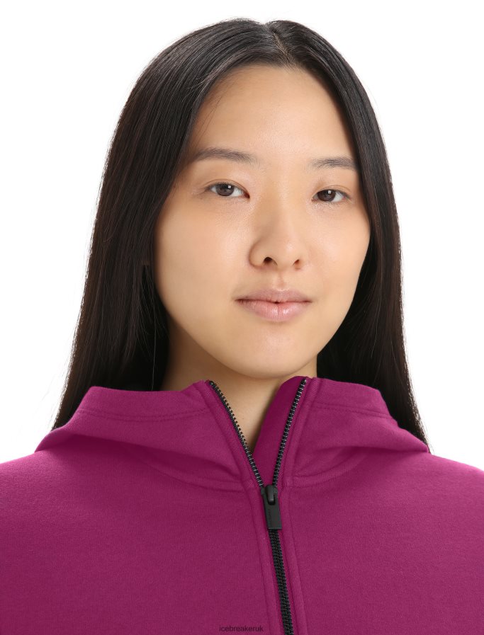 Icebreaker Women Merino Central Classic Long Sleeve Zip Hoodie Z04NXR702 Clothing Go Berry - Image 4