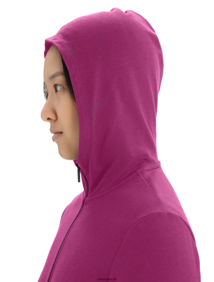 Icebreaker Women Merino Central Classic Long Sleeve Zip Hoodie Z04NXR702 Clothing Go Berry - Image 5