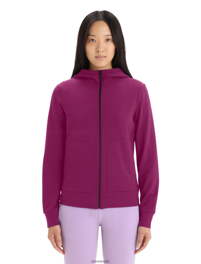 icebreaker_women_merino_central_classic_long_sleeve_zip_hoodie_z04nxr702_clothing_go_berry.jpg Icebreaker Women Merino Central Classic Long Sleeve Zip Hoodie Z04NXR702 Clothing Go Berry - Image 1