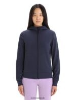 Icebreaker Women Merino Central Classic Long Sleeve Zip Hoodie Z04NXR703 Clothing Midnight Navy