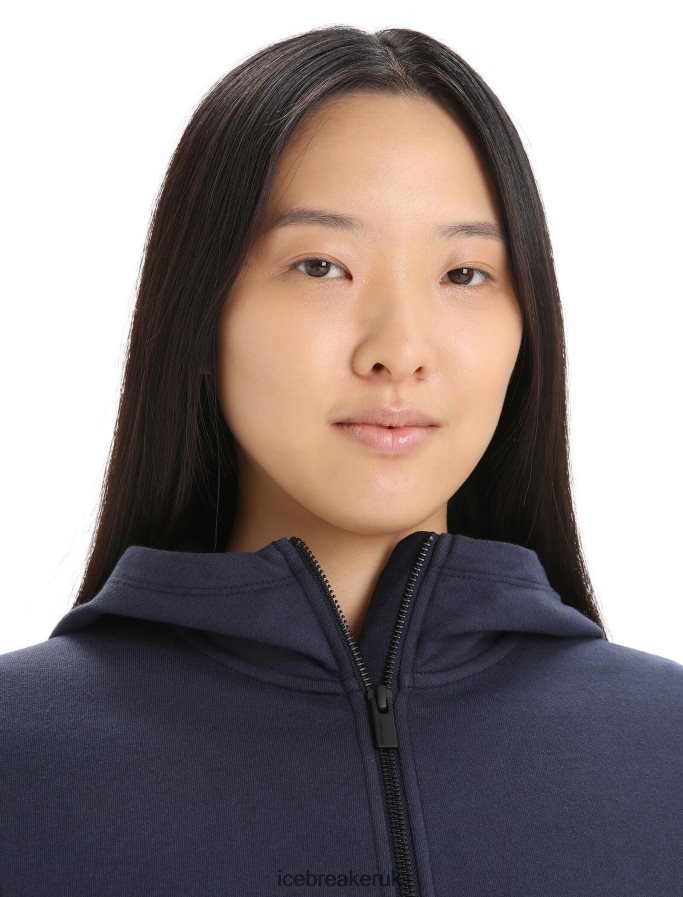 Icebreaker Women Merino Central Classic Long Sleeve Zip Hoodie Z04NXR703 Clothing Midnight Navy - Image 4