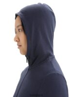 Icebreaker Women Merino Central Classic Long Sleeve Zip Hoodie Z04NXR703 Clothing Midnight Navy - Image 5