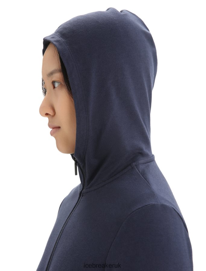 Icebreaker Women Merino Central Classic Long Sleeve Zip Hoodie Z04NXR703 Clothing Midnight Navy - Image 5