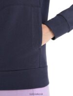 Icebreaker Women Merino Central Classic Long Sleeve Zip Hoodie Z04NXR703 Clothing Midnight Navy - Image 6