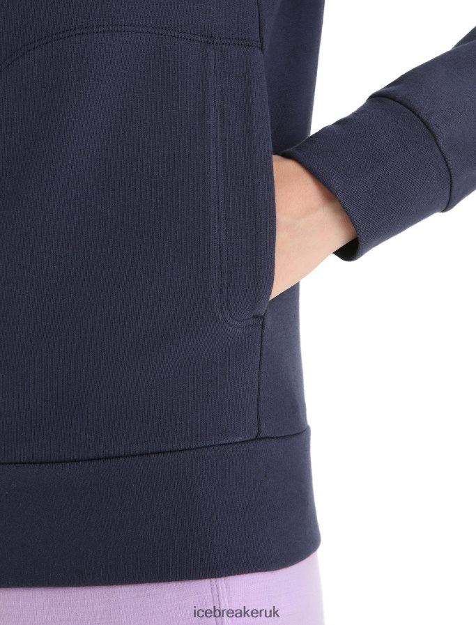 Icebreaker Women Merino Central Classic Long Sleeve Zip Hoodie Z04NXR703 Clothing Midnight Navy - Image 6