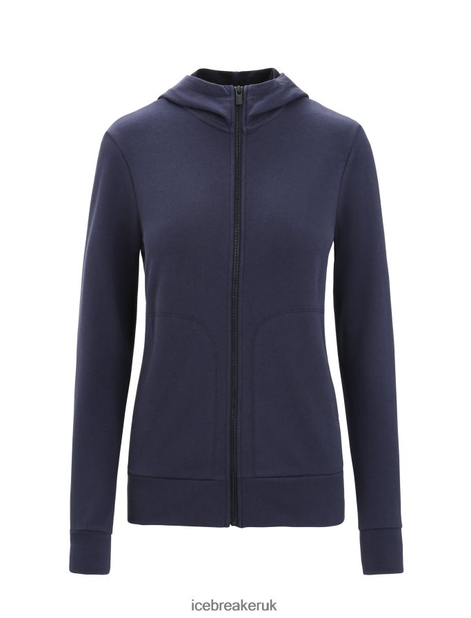 Icebreaker Women Merino Central Classic Long Sleeve Zip Hoodie Z04NXR703 Clothing Midnight Navy - Image 7