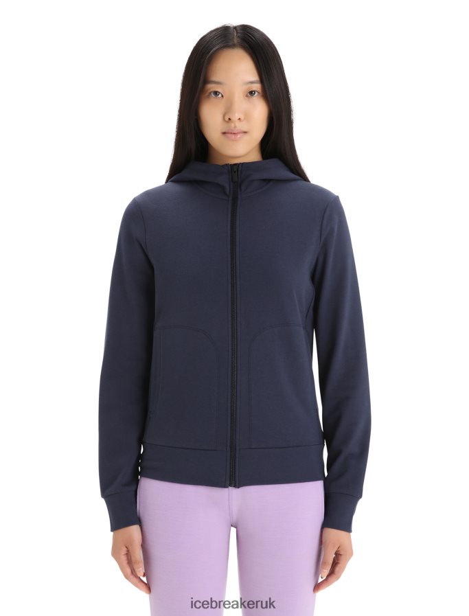 Icebreaker Women Merino Central Classic Long Sleeve Zip Hoodie Z04NXR703 Clothing Midnight Navy - Image 1