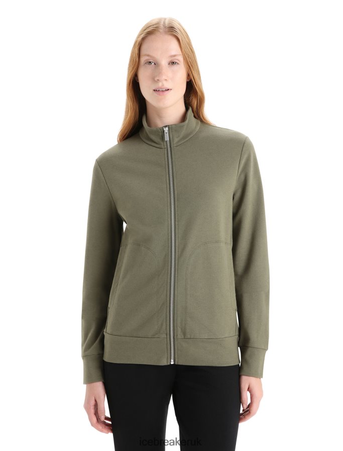 icebreaker_women_merino_central_classic_long_sleeve_zip_sweatshirt_z04nxr709_clothing_loden.jpg Icebreaker Women Merino Central Classic Long Sleeve Zip Sweatshirt Z04NXR709 Clothing Loden - Image 1