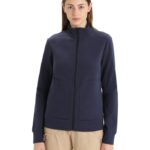 Icebreaker Women Merino Central Classic Long Sleeve Zip Sweatshirt Z04NXR710 Clothing Midnight Navy