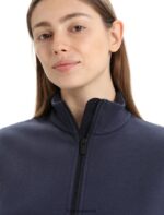 Icebreaker Women Merino Central Classic Long Sleeve Zip Sweatshirt Z04NXR710 Clothing Midnight Navy - Image 4