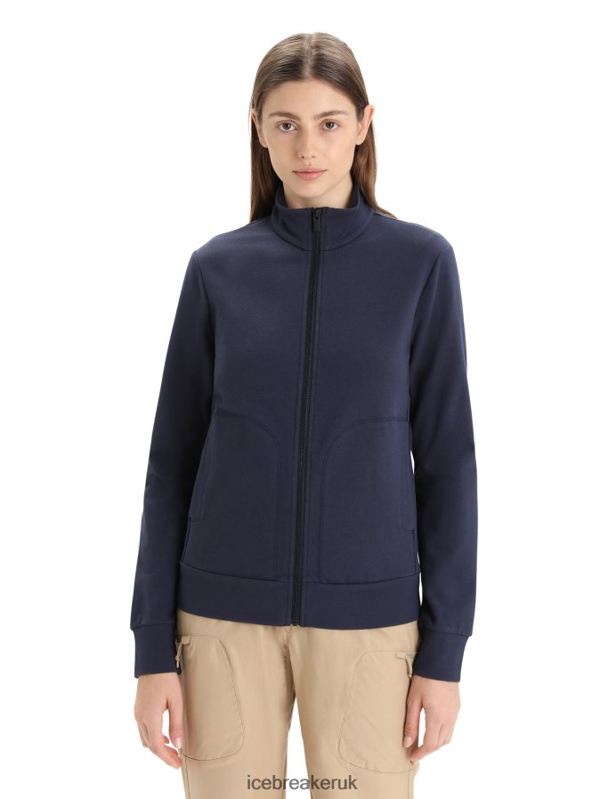 Icebreaker Women Merino Central Classic Long Sleeve Zip Sweatshirt Z04NXR710 Clothing Midnight Navy - Image 1