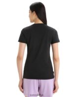 Icebreaker Women Merino Central Classic Short Sleeve T-Shirt Caravan Life Z04NXR662 Clothing Black - Image 2